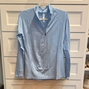 Athleta Light Blue Long Sleeve Quarter-Zip Top